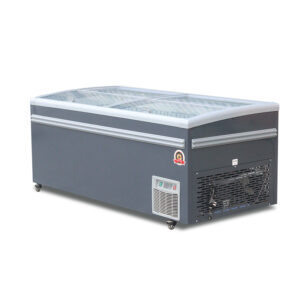 Automatic defrosting chest island freezer