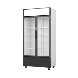 Double door beverage cooler showcase